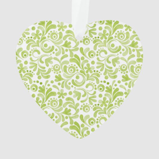 Groene Waterverf Bindnaam DATE Sweet Heart Ornament (achterkant)