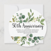 Groene Waterverf Blad 50ste Huwelijksverjaardag Kaart (Voorkant)