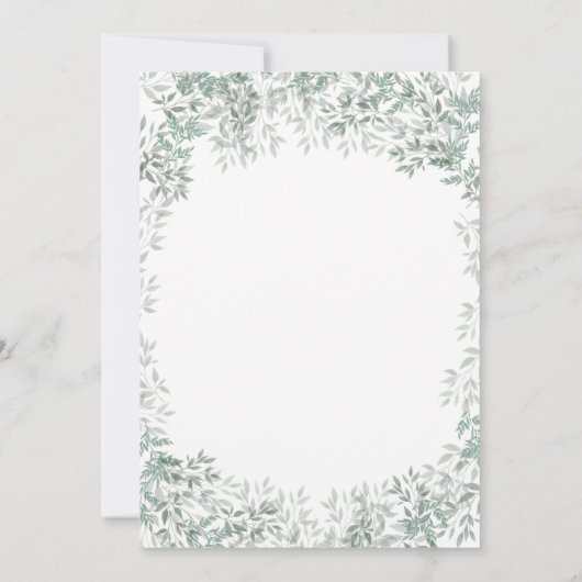 Groene Waterverf blad minimalistische bruiloft Kaart (Achterkant)