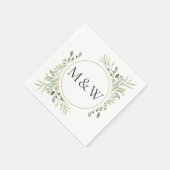 Groene Waterverf Blad Monogram Initiaal Servet (Hoek)