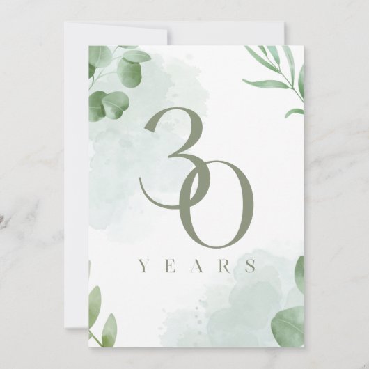 Groene Waterverf bladeren 30e bruiloft Jubileum Kaart (Achterkant)
