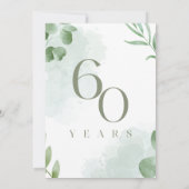 Groene Waterverf bladeren 60e bruiloft Jubileum Kaart (Achterkant)
