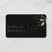 Groene Waterverf bladeren bruiloft zwart Visitekaartje (Voorkant)
