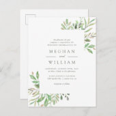 Groene Waterverf bladeren & groen bruiloft Uitnodiging Briefkaart (Voorkant / Achterkant)