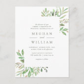 Groene Waterverf bladeren & groen bruiloft Uitnodiging Briefkaart (Voorkant)