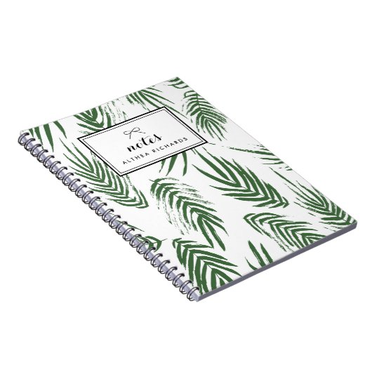 Groene Waterverf Bladeren Patroon Custom Notitiebo Notitieboek (Rechterzijde)