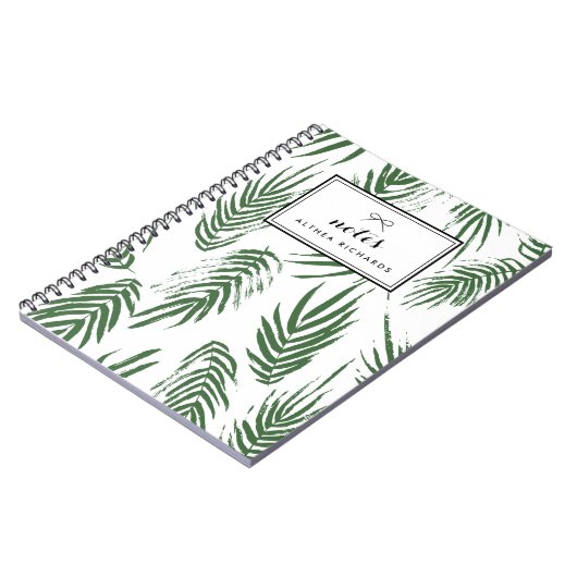 Groene Waterverf Bladeren Patroon Custom Notitiebo Notitieboek (Linkerzijde)