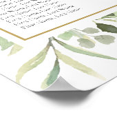 Groene Waterverf Bladeren Trouw Stoelenkaart Poster (Hoek)