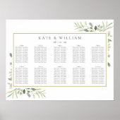 Groene Waterverf Bladeren Trouw Stoelenkaart Poster (Voorkant)