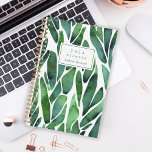 Groene Waterverf Bladerpatroon Monogram 2024 Planner<br><div class="desc">Personaliseer deze planner met jouw naam in donkergroene cursief omlijst door een witte rechthoek,  op een vet achtergrondpatroon van grote groene waterverf bladeren.</div>