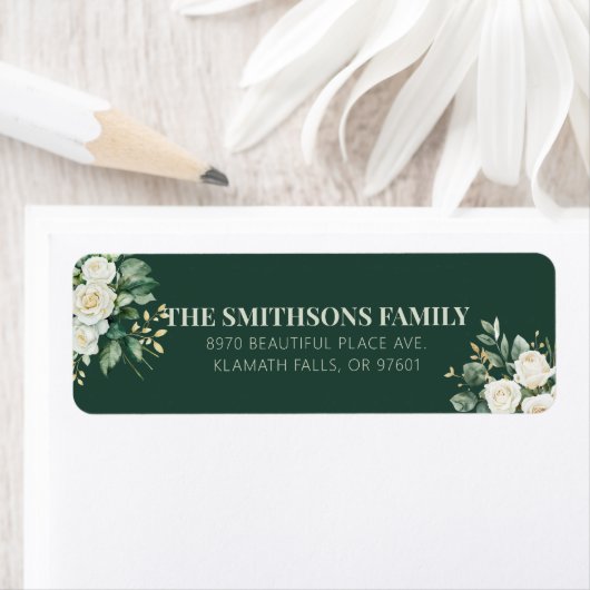 Groene Waterverf Bloemen Adreslabel Etiket (Insitu)