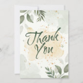 Groene waterverf bloemen bedankkaart (Voorkant)