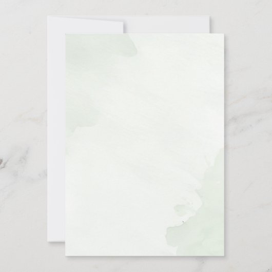 Groene Waterverf Bloemen Bladeren Elegante Huwelij Kaart (Achterkant)