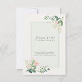  groene Waterverf Bloemen RSVP Response Kaart (Voorkant)