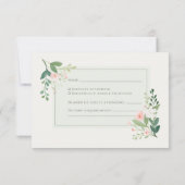  groene Waterverf Bloemen RSVP Response Kaart (Achterkant)