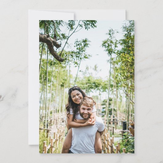 Groene Waterverf Bloemige Foto Bruiloft Kaart (Achterkant)