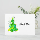 Groene Waterverf Boeddha Bedankkaart (Staand voorkant)