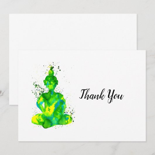 Groene Waterverf Boeddha Bedankkaart (Voorkant / Achterkant)