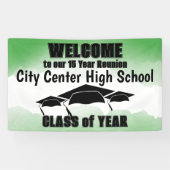 Groene Waterverf Border Class Reunion Welkom Spandoek (Horizontaal)