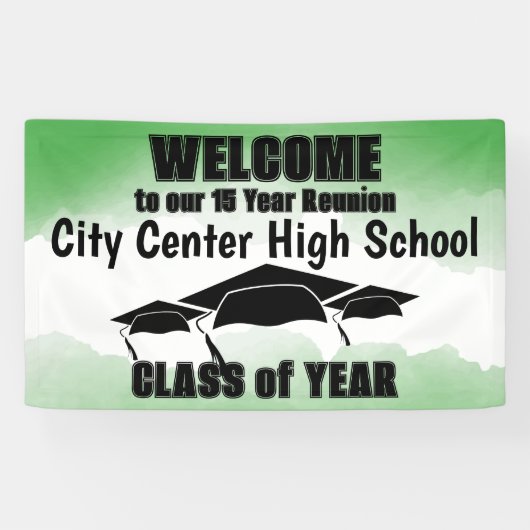 Groene Waterverf Border Class Reunion Welkom Spandoek (Horizontaal)