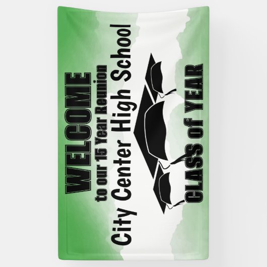 Groene Waterverf Border Class Reunion Welkom Spandoek (Verticaal)