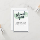 Groene Waterverf Borstel Kalligrafie Dank u Kaart (Voorkant / Achterkant in situ)