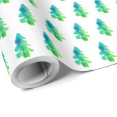 Groene Waterverf Bossen Cadeaupapier (Rol Hoek)