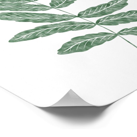 Groene Waterverf Botanical Fern Leaf Poster (Hoek)