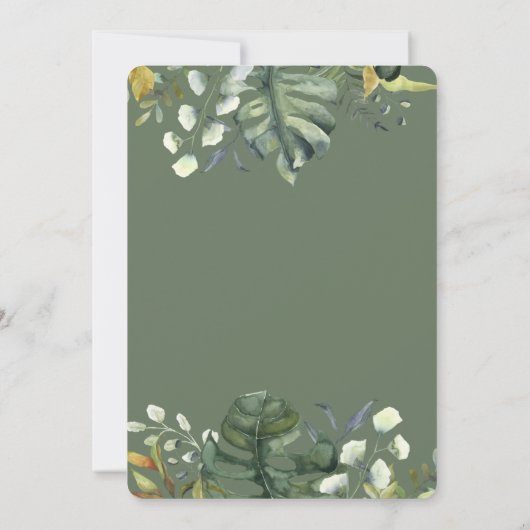 Groene Waterverf Botanisch Vrijgezellenfeest Kaart (Achterkant)