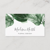 Groene Waterverf Botanische bladeren Calligrafie Visitekaartje (Voorkant)