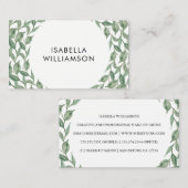 Groene Waterverf Botanische Laurel Wreath Modern Visitekaartje (Voorkant / Achterkant)