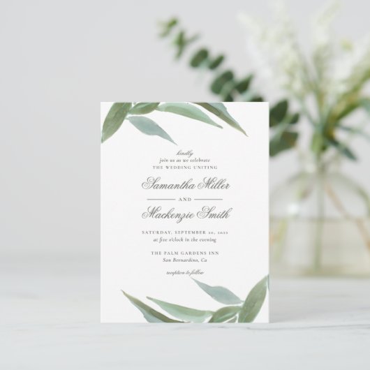 Groene Waterverf Botanische lekkenwonden Uitnodiging Briefkaart (Staand voorkant)