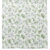 Groene Waterverf Botanische Shower Curtain Douchegordijn (Voorkant)