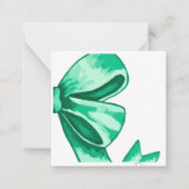 Groene Waterverf Bow Enclosure Kaart Notitiekaartje (Voorkant)