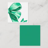 Groene Waterverf Bow Enclosure Kaart Notitiekaartje (Voorkant / Achterkant)