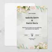 Groene Waterverf bruiloft uitnodigingsportret Kaart (Voorkant / Achterkant)