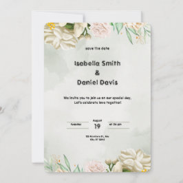 Groene Waterverf bruiloft uitnodigingsportret Kaart