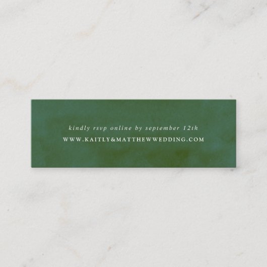 Groene Waterverf bruiloft website Mini Visitekaartje (Voorkant)