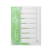 Groene Waterverf Brushstroke Weekplanner Notitieblok (Linkerzijde)
