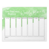 Groene Waterverf Brushstroke Weekplanner Notitieblok (Voorkant)