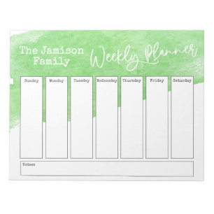 Groene Waterverf Brushstroke Weekplanner Notitieblok