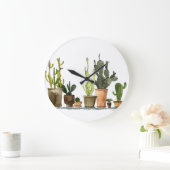 Groene Waterverf cactussen: handgetekende potten Grote Klok (Huis)