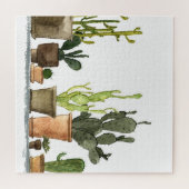Groene Waterverf cactussen: handgetekende potten Legpuzzel (Horizontaal)