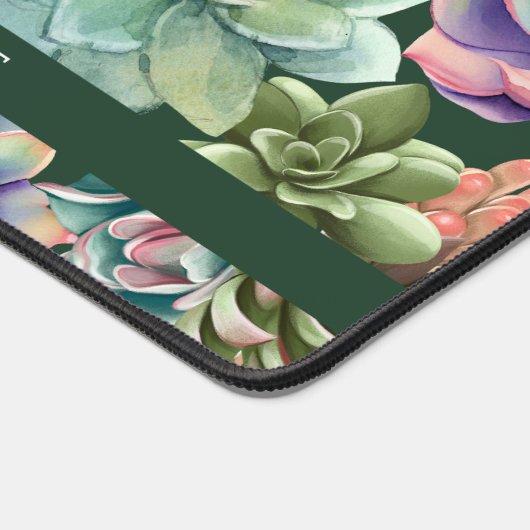 Groene Waterverf Cactussen Succulent Gepersonalise Bureaumat (Hoek)