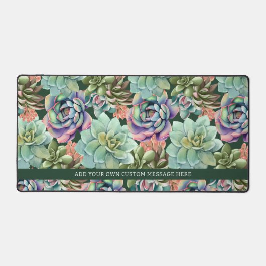 Groene Waterverf Cactussen Succulent Gepersonalise Bureaumat (Voorkant)