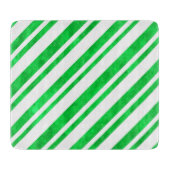Groene Waterverf Candy Cane Stripes Snijplank (Voorkant)