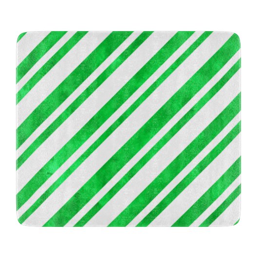 Groene Waterverf Candy Cane Stripes Snijplank (Voorkant)