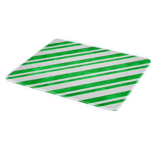 Groene Waterverf Candy Cane Stripes Snijplank (Hoek)