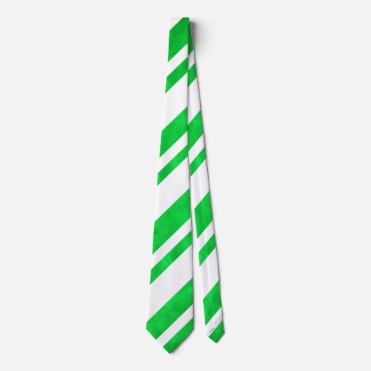 Groene Waterverf Candy Cane Stripes Stropdas (Voorkant)