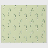 Groene Waterverf Candy Canes kerstpatroon Cadeaupapier (Vlak)
